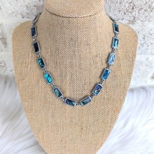 Abolone Shell Adjustable Rectangular Link Choker Necklace Mermaidcore Tropical